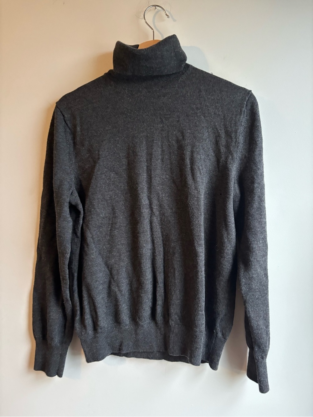 Charcoal Gray Merino Wool Turtleneck Sweater